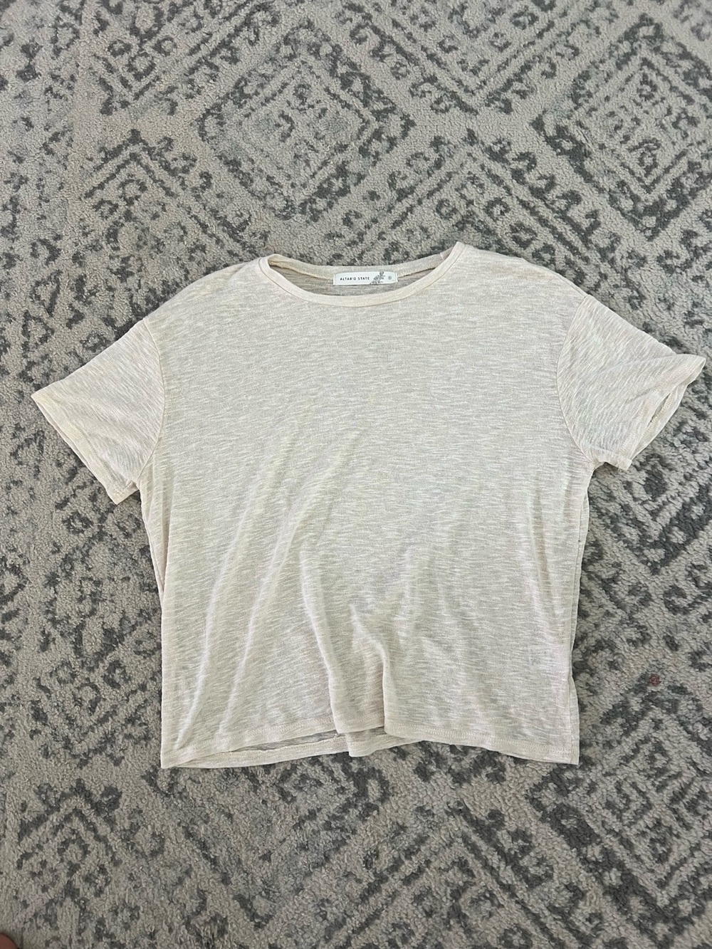 Altar'd State Light Cream Short Sleeve Tee